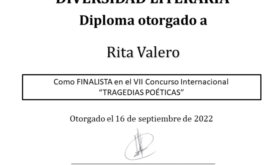 FINALISTA  en el VII Concurso Internacional de Diversidad Literaria